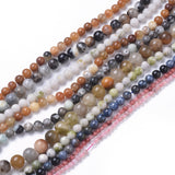 Natural Gemstone Beads Strands, Dyed, Mixed Stone, Round, 4~12mm, Hole: 0.8~1.2mm, about 64pcs/strand, 15~15.5 inch(38~39cm), 10Strand/Set