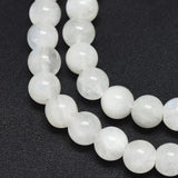 Natural Rainbow Moonstone Beads Strands, Round, 8mm, Hole: 0.8mm, about 48~50pcs/strand, 15.3~15.9 inch(39~40.5cm)