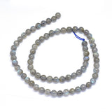 Natural Labradorite Beads Strands, Grade A, Round, 6mm, Hole: 0.8mm, about 64~69pcs/strand, 15.5~16.3 inch(39.5~41.5cm)