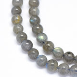 Natural Labradorite Beads Strands, Grade A, Round, 6mm, Hole: 0.8mm, about 64~69pcs/strand, 15.5~16.3 inch(39.5~41.5cm)