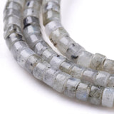 Natural Labradorite Beads Strands, Heishi Beads, Flat Round/Disc, 4x2mm, Hole: 0.6mm, about 149~171pcs/Strand, 15.35 inch~15.55 inch(39~39.5cm)