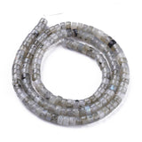 Natural Labradorite Beads Strands, Heishi Beads, Flat Round/Disc, 4x2mm, Hole: 0.6mm, about 149~171pcs/Strand, 15.35 inch~15.55 inch(39~39.5cm)