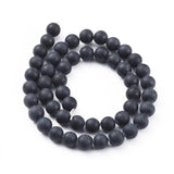 Natural Black Obsidian Beads Strands, Frosted, Round, 8mm, Hole: 1.2mm, about 49pcs/strand, 15.4 inch(39.2cm), 5Strand/Set