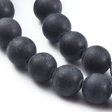 Natural Black Obsidian Beads Strands, Frosted, Round, 8mm, Hole: 1.2mm, about 49pcs/strand, 15.4 inch(39.2cm), 5Strand/Set