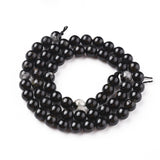 Natural Black Tourmaline Beads Strands, Round, 6mm, Hole: 0.8mm, about 67pcs/strand, 15.3 inch(39 cm), 5Strand/Set