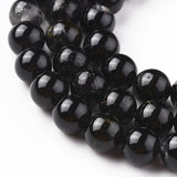 Natural Black Tourmaline Beads Strands, Round, 6mm, Hole: 0.8mm, about 67pcs/strand, 15.3 inch(39 cm), 5Strand/Set