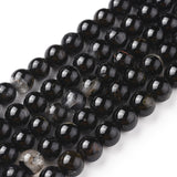 Natural Black Tourmaline Beads Strands, Round, 6mm, Hole: 0.8mm, about 67pcs/strand, 15.3 inch(39 cm), 5Strand/Set