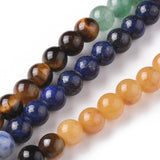 Chakra Theme Natural Red Rainbow Jasper & Yellow Aventurine & Tiger Eye & Green Aventurine & Blue Spot Stone & Lapis Lazuli & Amethyst Beads Strands, Round, Chakra, 6mm, Hole: 0.6mm, about 63pcs/strand, 15.75 inch(40cm)