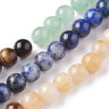 Chakra Theme Natural Red Rainbow Jasper & Yellow Aventurine & Tiger Eye & Green Aventurine & Blue Spot Stone & Lapis Lazuli & Amethyst Beads Strands, Round, Chakra, 8mm, Hole: 0.8mm, about 47pcs/strand, 15.35 inch(39cm)