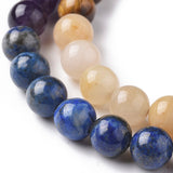 Chakra Theme Natural Red Rainbow Jasper & Yellow Aventurine & Tiger Eye & Green Aventurine & Blue Spot Stone & Lapis Lazuli & Amethyst Beads Strands, Round, Chakra, 8mm, Hole: 0.8mm, about 47pcs/strand, 15.35 inch(39cm)