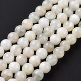 Natural White Moonstone Beads Strands, Round, 8mm, Hole: 1mm, about 47pcs/strand, 15.55 inch(39.5cm), 2Strand/Set