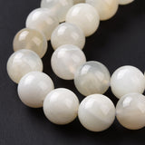 Natural White Moonstone Beads Strands, Round, 8mm, Hole: 1mm, about 47pcs/strand, 15.55 inch(39.5cm), 2Strand/Set