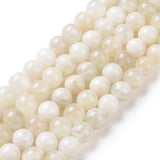 Natural White Moonstone Beads Strands, Round, 8mm, Hole: 1mm, about 47pcs/strand, 15.55 inch(39.5cm), 2Strand/Set