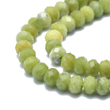 Natural Peridot Beads Strands, Faceted, Rondelle, 6x4mm, Hole: 1mm, about 85~90pcs/strand, 15.55 inch(39.5cm)