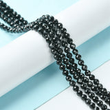 Natural Black Tourmaline Beads Strands, Faceted, Round, 4mm, Hole: 0.8mm, about 94pcs/strand, 15.35 inch(39cm), 3Strand/Set