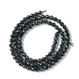 Natural Black Tourmaline Beads Strands, Faceted, Round, 4mm, Hole: 0.8mm, about 94pcs/strand, 15.35 inch(39cm), 3Strand/Set