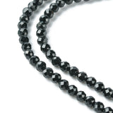 Natural Black Tourmaline Beads Strands, Faceted, Round, 4mm, Hole: 0.8mm, about 94pcs/strand, 15.35 inch(39cm), 3Strand/Set