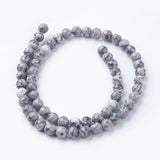 Natural Map Stone/Picasso Stone/Picasso Jasper Beads Strands, Round, 6mm, Hole: 1mm, about 60~65pcs/strand, 15 inch, 5Strand/Set