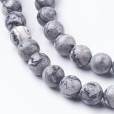 Natural Map Stone/Picasso Stone/Picasso Jasper Beads Strands, Round, 6mm, Hole: 1mm, about 60~65pcs/strand, 15 inch, 5Strand/Set