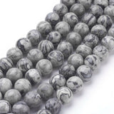 Natural Map Stone/Picasso Stone/Picasso Jasper Beads Strands, Round, 8mm, Hole: 1mm, about 46pcs/strand, 15.5 inch, 5Strand/Set