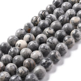 Natural Map Stone/Picasso Stone/Picasso Jasper Beads Strands, Round, 8mm, Hole: 1mm, about 46pcs/strand, 15.5 inch, 5Strand/Set