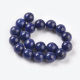 Natural Lapis Lazuli Beads Strands, Dyed, Round, Blue, 10mm, Hole: 1mm, about 19pcs/strand, 7.6 inch, 5Strand/Set