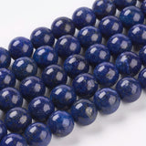 Natural Lapis Lazuli Beads Strands, Dyed, Round, Blue, 10mm, Hole: 1mm, about 19pcs/strand, 7.6 inch, 5Strand/Set