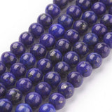 Natural Lapis Lazuli Beads Strands, Dyed, Round, Blue, 4mm, Hole: 0.5~0.8mm, about 44pcs/strand, 7.6 inch, 5Strands/Set