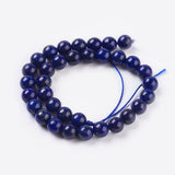 Natural Lapis Lazuli Beads Strands, Dyed, Round, Blue, 6mm, Hole: 1mm, about 30pcs/strand, 7.6 inch, 5Strand/Set