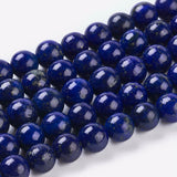 Natural Lapis Lazuli Beads Strands, Dyed, Round, Blue, 6mm, Hole: 1mm, about 30pcs/strand, 7.6 inch, 5Strand/Set