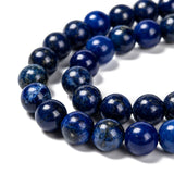 Natural Lapis Lazuli Beads Strands, Dyed, Round, Blue, 8mm, Hole: 1mm, about 22~24pcs/strand, 7.6 inch, 5Strand/Set