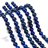 Natural Lapis Lazuli Beads Strands, Dyed, Round, Blue, 8mm, Hole: 1mm, about 22~24pcs/strand, 7.6 inch, 5Strand/Set