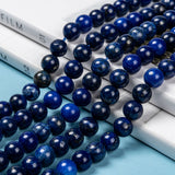 Natural Lapis Lazuli Beads Strands, Dyed, Round, Blue, 8mm, Hole: 1mm, about 22~24pcs/strand, 7.6 inch, 5Strand/Set