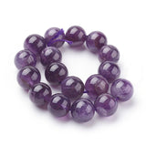 Natural Amethyst Beads Strands, Round, 10mm, Hole: 1mm, about 19pcs/strand, 7.6 inch, 5Strand/Set