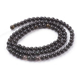 Natural Obsidian Beads Strands, Round, Grade AA, Black And Colorful, 4mm, Hole: 1mm, about 84pcs/strand, 15 inch, 5Strand/Set