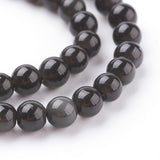 Natural Obsidian Beads Strands, Round, Grade AA, Black And Colorful, 4mm, Hole: 1mm, about 84pcs/strand, 15 inch, 5Strand/Set