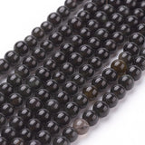 Natural Obsidian Beads Strands, Round, Grade AA, Black And Colorful, 4mm, Hole: 1mm, about 84pcs/strand, 15 inch, 5Strand/Set