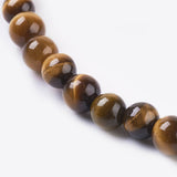 Natural Tiger Eye Beads Strands, Round, Goldenrod, 4mm, Hole: 1mm, about 46pcs/strand, 7.4 inch, 5Strand/Set