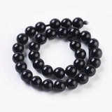 Natural Tourmaline Beads Strands, Round, Black, 6mm, Hole: 1mm, about 32pcs/strand, 7.8 inch, 5Strand/Set