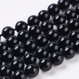 Natural Tourmaline Beads Strands, Round, Black, 6mm, Hole: 1mm, about 32pcs/strand, 7.8 inch, 5Strand/Set