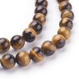 Natural Tiger Eye Beads Strands, Grade A, Round, Goldenrod, 6mm, Hole: 1mm, about 60pcs/strand, 15 inch, 5Strand/Set