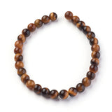 Natural Tiger Eye Beads Strands, Round, Goldenrod, 6mm, Hole: 1mm, about 30pcs/strand, 7.4 inch, 5Strand/Set