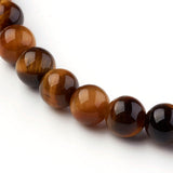 Natural Tiger Eye Beads Strands, Round, Goldenrod, 6mm, Hole: 1mm, about 30pcs/strand, 7.4 inch, 5Strand/Set