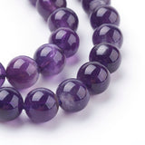 Natural Amethyst Beads Strands, Round, 8mm, Hole: 1mm, about 22~24pcs/strand, 7.6 inch, 5Strand/Set