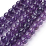 Natural Amethyst Beads Strands, Round, 8mm, Hole: 1mm, about 22~24pcs/strand, 7.6 inch, 5Strand/Set