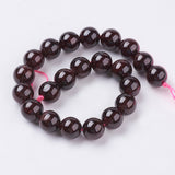 Gemstone Beads Strands, Natural Garnet, Round, Dark Red, 8mm, Hole: 0.5mm, about 22pcs/strand, 7.5 inch, 5Strand/Set