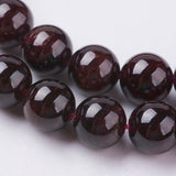 Gemstone Beads Strands, Natural Garnet, Round, Dark Red, 8mm, Hole: 0.5mm, about 22pcs/strand, 7.5 inch, 5Strand/Set