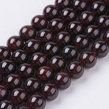 Gemstone Beads Strands, Natural Garnet, Round, Dark Red, 8mm, Hole: 0.5mm, about 22pcs/strand, 7.5 inch, 5Strand/Set