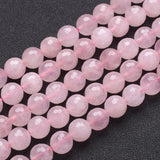 Natural Rose Quartz Beads Strands, Faceted,  Round, Pink, 10mm, Hole: 1mm, about 19pcs/strand, 7.8 inch, 5Strand/Set