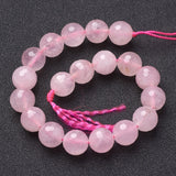 Natural Rose Quartz Beads Strands, Faceted,  Round, Pink, 10mm, Hole: 1mm, about 19pcs/strand, 7.8 inch, 5Strand/Set